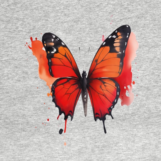 orange watercolor butterfly by WoodShop93